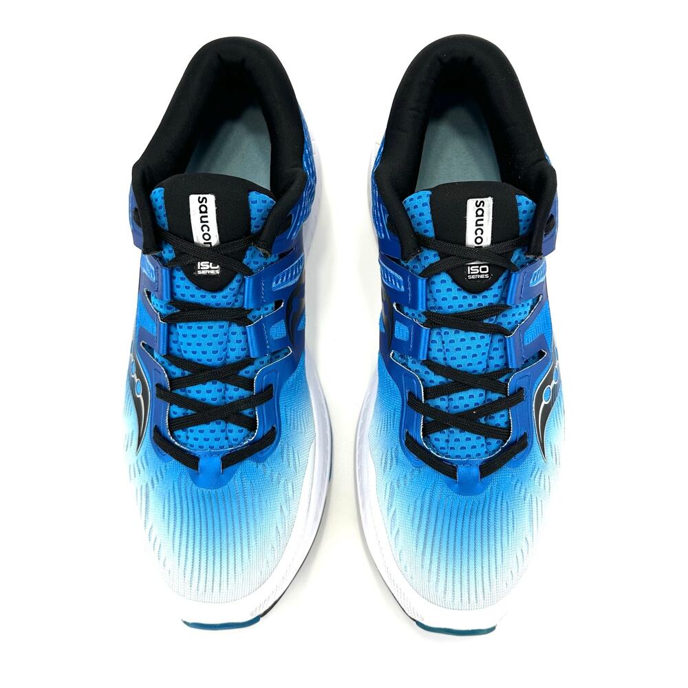 Saucony Ride ISO Everun Men Running Shoes Size 11.5 Blue/White/Black Knit Comfy - Picture 5 of 13